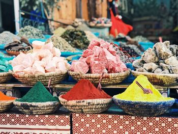 Colorful food for sale at market stall