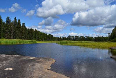 Scenic view of lake against sky