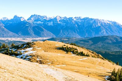 Scenic view of mountains against sky