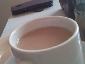 High angle view of coffee on table