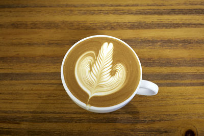Directly above shot of cappuccino on table