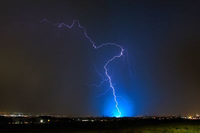 Lightning in sky at night