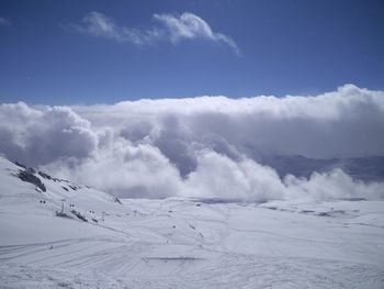 Scenic view of snow covered landscape