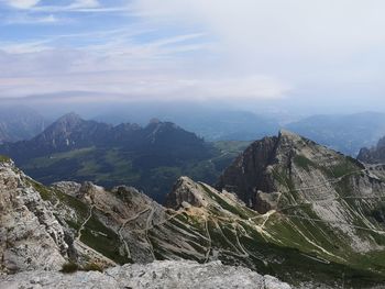 Scenic view of landscape and mountains against sky