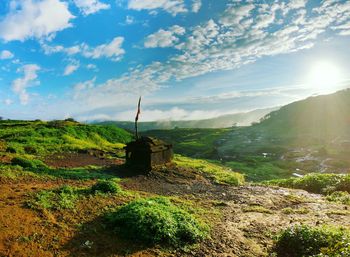 Scenic view of land against sky