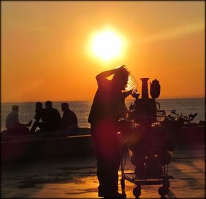 Scenic view of sea at sunset