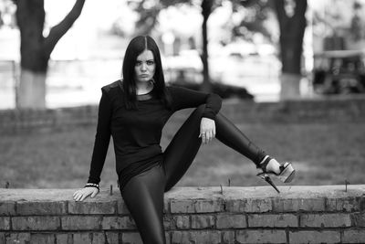 Portrait of young woman outdoors