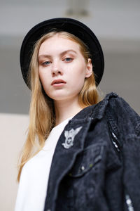 Young woman in hat. not retouching