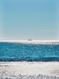 Scenic view of sea against clear sky