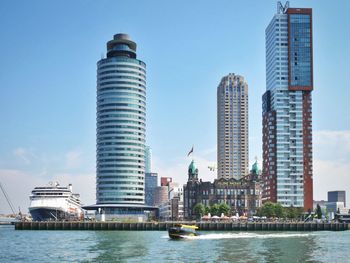 City skyline with river in background