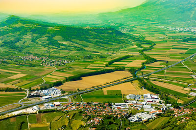 High angle view of agricultural field