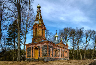 Low angle view of traditional building against sky