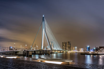 View of suspension bridge at night