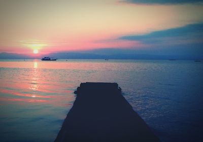 Scenic view of sea during sunset