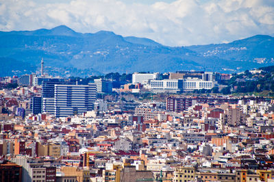 High angle view of townscape against sky