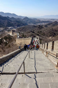 People walking on mountain road