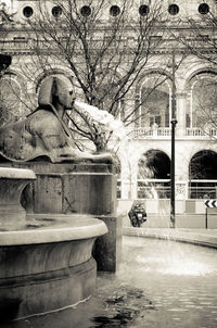 Fountain in front of building