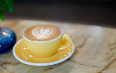 Close-up of coffee on table