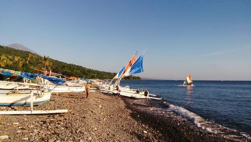 Scenic view of sea against clear sky