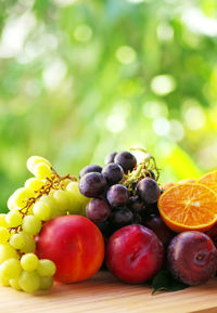 Close-up of various fruits on table