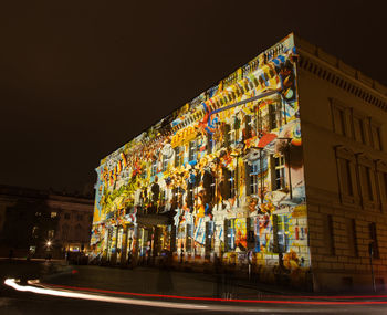 Colorful lights in city at night