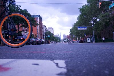 Close-up of road against sky