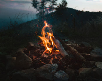 Bonfire on rock