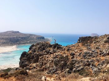 Scenic view of sea against clear sky