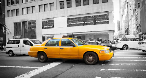 Yellow traffic on city street