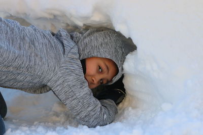 Cute baby girl in snow