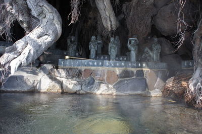 Water flowing through rocks