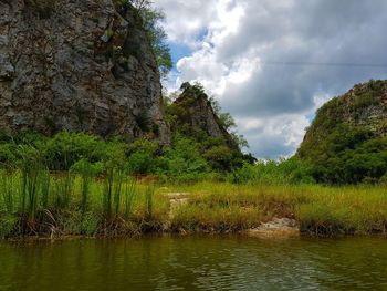Scenic view of lake against sky