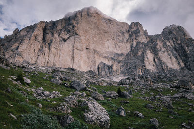 Scenic view of rocky mountains against sky