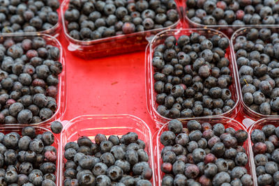 High angle view of fruits for sale at market stall