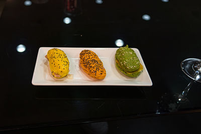 High angle view of food on table