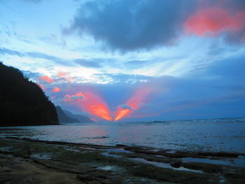 Scenic view of sea against sky during sunset