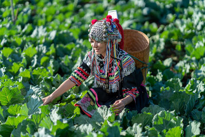 Woman working in farm