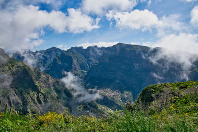 Scenic view of mountains against sky