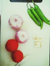 High angle view of pink vegetables