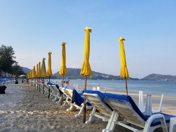 Scenic view of beach against clear sky