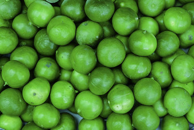 Organic pile of green limes on a local farmer market.