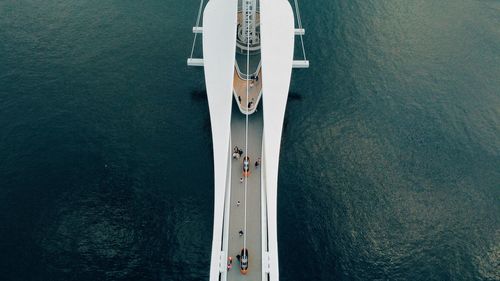 High angle view of ship in sea