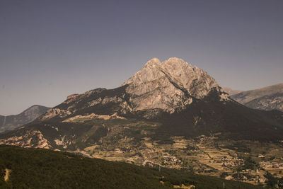 Landscape showing pedraforca mountain in catalonia