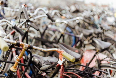 Close-up of abandoned bicycle