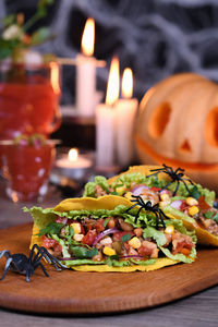 Close-up of food on table
