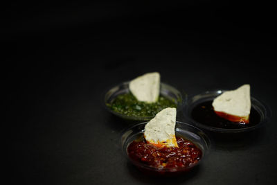 Close-up of served food in plate