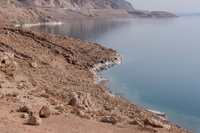 Scenic view of sea and mountains