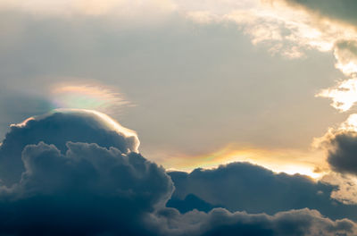Low angle view of cloudscape against sky during sunset