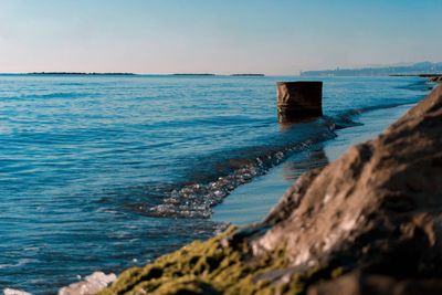 Scenic view of sea against clear sky