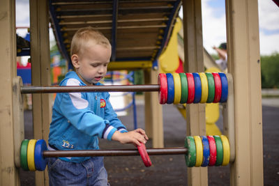 Boy playing in playground